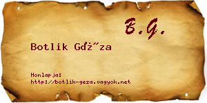 Botlik Géza névjegykártya